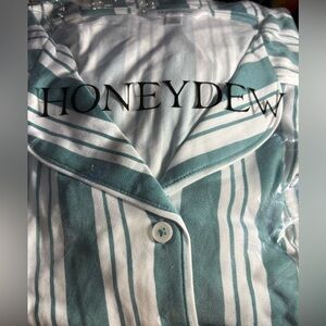 Honeydew Green and White Pajama Set, Size M/L
